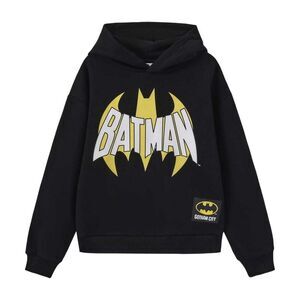 Batman Boys Logo Fleece Lined Hoodie / Black/Yellow